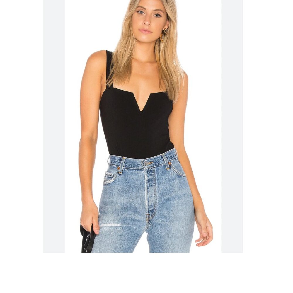 NWT Free People Pippa V-Wire Bodysuit Black - Size L Large